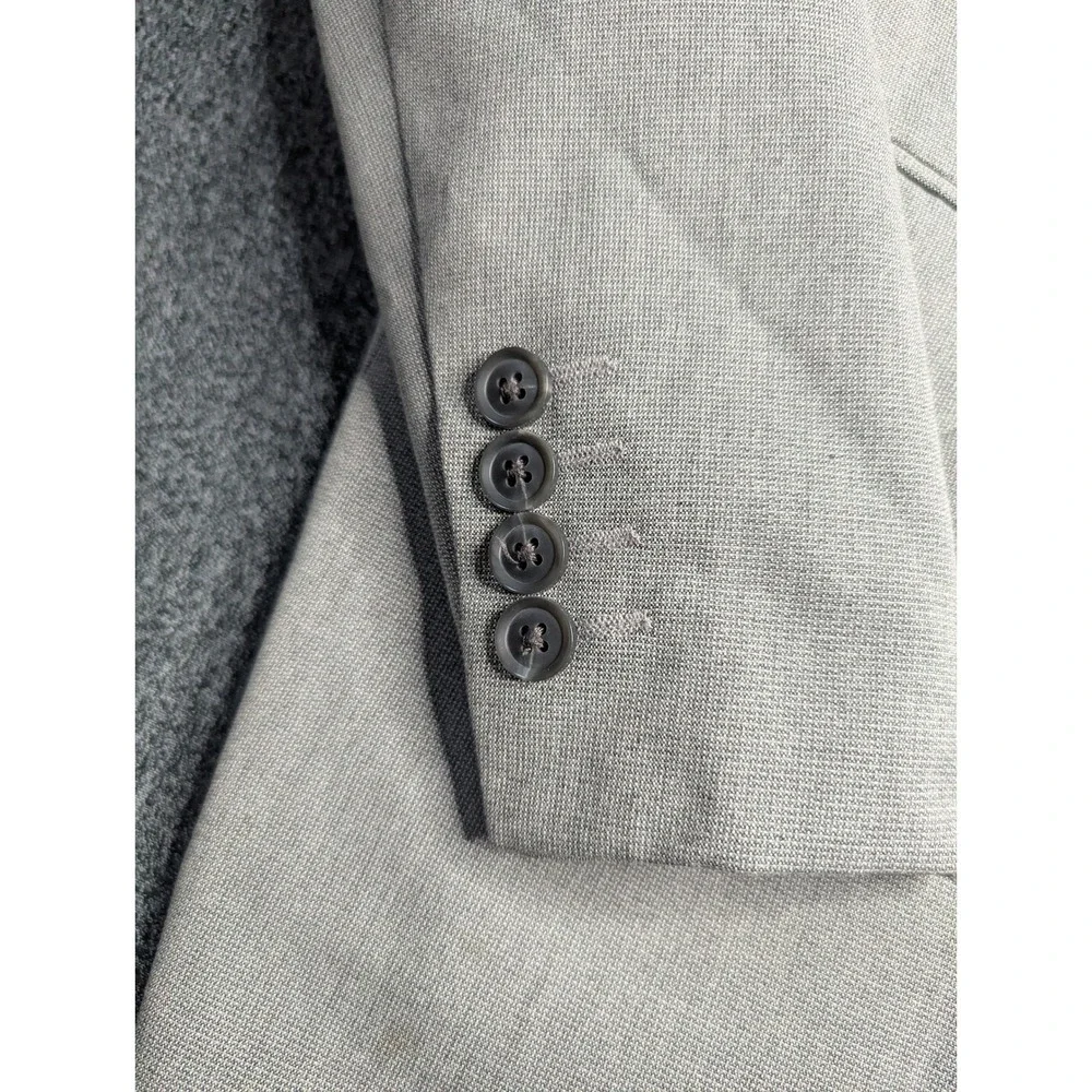 J. Ferrar Mens Slim Fit Blazer Light Gray Textured 2-Button Sport Coat 46‎ Reg
